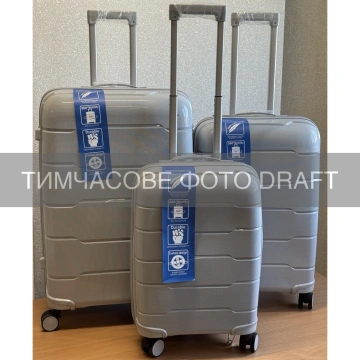 Набір валіз 2E, M6910, поліпропілен, (L+M+S), блискавка anti theft, 4 колеса, кодовий замок, сріблясто-сірий (2E-PP-M6910-SET3-SG)