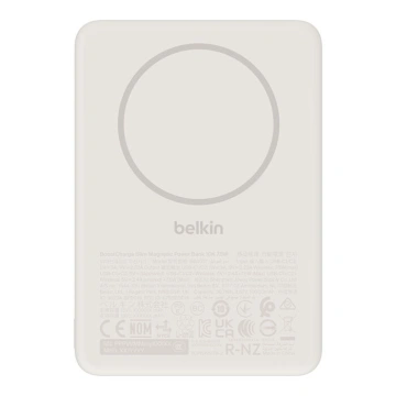 Акумулятор портативний літій-іонний Power Bank Belkin 10000мА·год, 20Вт/Qi2 7.5Вт, Slim Magnetic Ring, пісочний (BPD017HQSA)