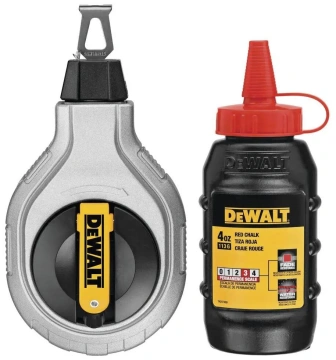 Шнур розмічальний DeWALT, 30м, фіксація шнура, підвісний рівень та крейда (DWHT47408-0)