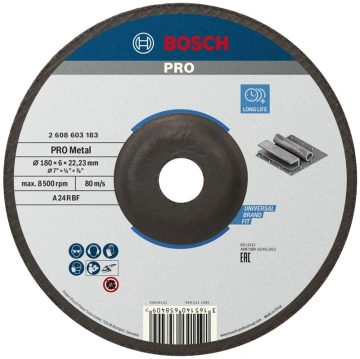 Диск шліфувальний Bosch Professional для металу 180x6x22.23мм (2.608.603.183)