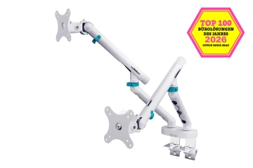 Кріплення DIGITUS Dual Monitor Clamp, 2 x до 35"/10кг, з нахилом, поворотом, біле (DA-90472)