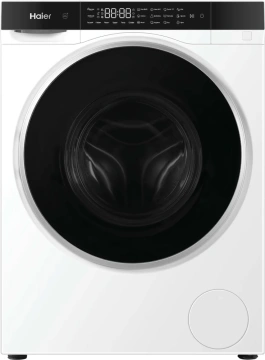 Прально-сушильна машина Haier фронтальна, 5(2.5)кг, 1200, A, 42.3см, дисплей, інвертор, люк чорний, Wi-Fi, висота 70см, білий (HWD50-BP12307U-S)