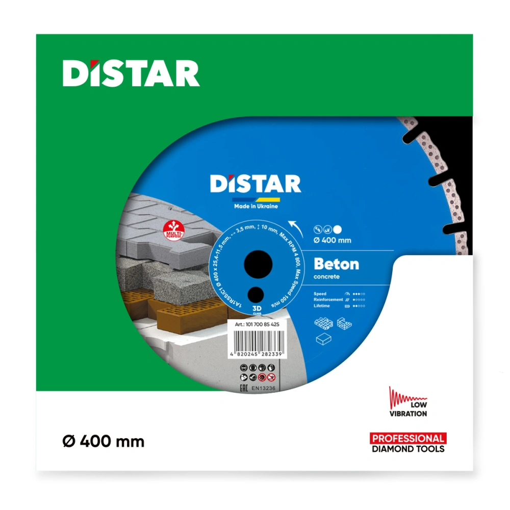 Круг алмазний вiдрiзний 1A1RSS/C1 400x3,5/2,5x10x25,4-11,5-24 HIT  Beton (10170085425)
