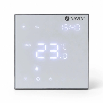 Терморегулятор Navin EH602 W-16A 5...45 °C для теплої підлоги електронний Wi-Fi Tuya Smart Life вбудований дротовий датчик 16A 230В білий (24-160074-0441)