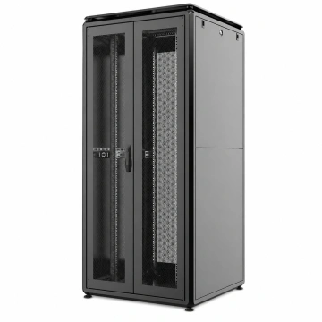 Шафа MIRSAN 19", 22U, GTV, скляні двері, 800x1000 мм, максимально 2000 кг, чорна (MR.GTV22U81DE.01)