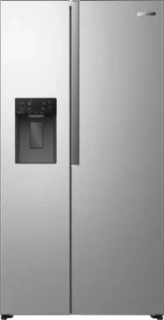 Холодильник SBS Gorenje, 179х62х91см, 2 двері, 347(181)л, А+, NF+, Інв., Зона св-ті, диспенсер, Внутр. Диспл, нерж (NRS917E61X)