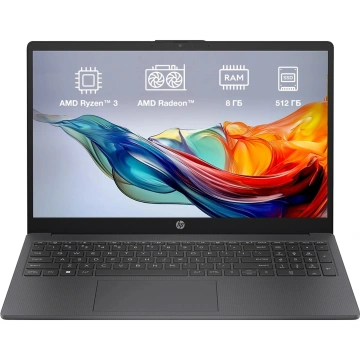 Ноутбук HP 15-fc0125ua 15.6" FHD IPS AG, AMD R3-7320U, 8GB, F512GB, UMA, DOS, сірий (BF1J0EA)