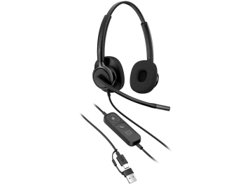 Гарнітура комп'ютерна стерео On-ear HP Poly Mission 425 Classic, USB-A, USB-C, Uni-mic, AI noise cancelling, Cертифікати Teams, Zoom, Google Meet, чорний (C01B3AA)
