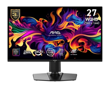 Монітор MSI 26.5" MAG 274QP QD-OLED X24 2xHDMI, DP, Audio, QD-OLED, 2560x1440, 240Hz, 0.03ms, DCI-P3 99%, G-SYNC, FreeSync, Pivot, HDR400 (9S6-3CFA9T-001)