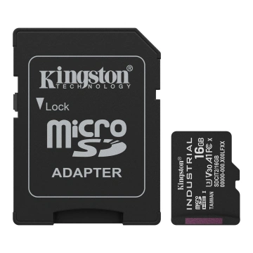 Карта пам'яті Kingston microSD  16GB C10 UHS-I U3 A2 V30 R100/W80MB/s + SD Industrial (SDCIT2/16GB)