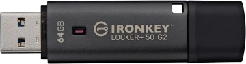 Накопичувач Kingston  64GB USB 3.2 Type-A Gen1 IronKey Locker+ 50 G2 (IKLP50G2/64GB)