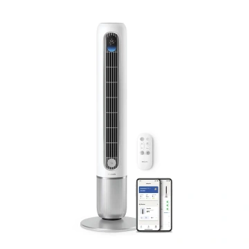 Вентилятор Philips колонний Series 7001, 31Вт, пульп ДУ, режим " Бриз", сенсорний дисплей, таймер, білий (CX7550/00)