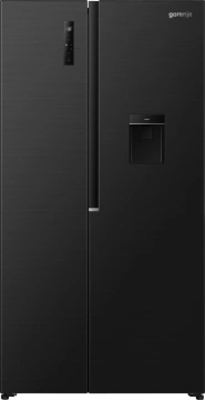 Холодильник SBS Gorenje, 179х62х92см, 2 двері, 344(197)л, А+, NF+, Інв., Зона св-ті, диспенсер, генератор льоду, Зовн. Диспл, чорний (NRS917E41BXWD)