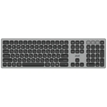 Клавіатура ножнична 2E KS270 105key, WL/BT, EN/UK/RU, сіро-чорний (2E-KS270WBGR)