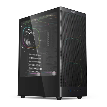 Корпус 2E GAMING Iconic V8210B без БЖ, 1xUSB3.0, 1х USB 2.0, 1xUSB Type-C, 4x120мм ARGB, VGA 325мм, LCS ready, контролер з пультом, TG Side Panel, ATX, чорний (2E-V8210B)