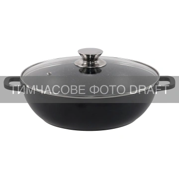 Сотейник зі скляною кришкою ARDESTO Gemini Lazio, 28см, алюміній, чорний (AR1941CA)
