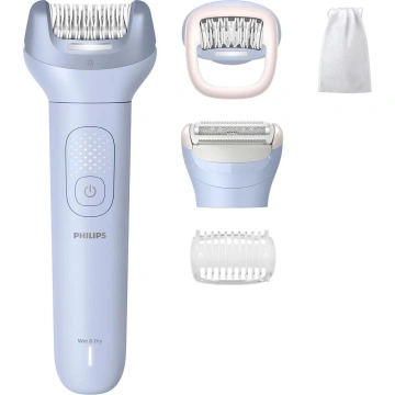 Епілятор Philips Series 8000 дисковий, аккумул., пінцет.-32, волог.+сух., насадок-4, чохол біло-голубий (BRE709/00)