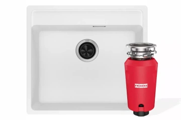 Комплект - мийка MRG 610-52 TL фраграніт, білий, 114.0668.820 і подрібнювач харч. відходів SLIM 50, 134.0715.098, вкл. Сифон (114.0763.938)