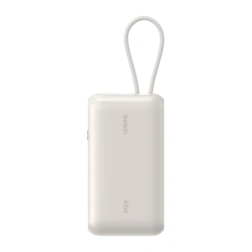 Акумулятор портативний літій-іонний Power Bank Belkin 10000мА·год, 45Вт, з інтегрованим кабелем USB-C, пісочний (BPB029HQSA)