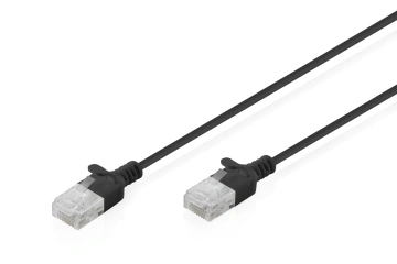 Патч-корд DIGITUS CAT 6 U-UTP Sliim, 0.5 м, AWG 32/7, Cu, LSZH, чорний (DK-1618-005S-BL)