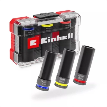 Набір ударних торцевих головок Einhell 80мм 1/2" 3шт кейс 0.78кг (109263)