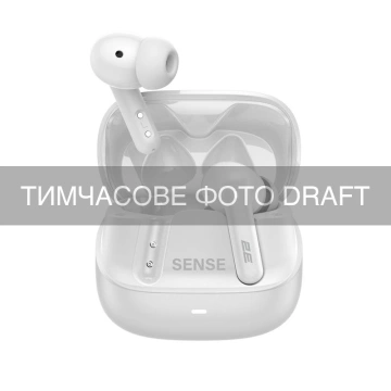 Навушники TWS 2E Sense, BT 5.4, ANC, IPX4, SBC, 6Mic, Touch control, білий (2E-EBTWS6WT)