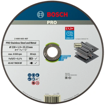 Диск відрізний Bosch Professional для нержавіючої сталі та металу 230x1.9x22.23мм (2.608.603.407)