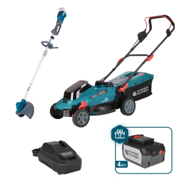 Набір із двох акумуляторних інструментів Konner&Sohnen KS 33LM-BCT20V-SET 20В газонокосарка KS 33LM-20V та тример садовий KS BCT-20V акб 1х4А·год ЗП 17.3кг (KS33LM-BCT20V-SET)