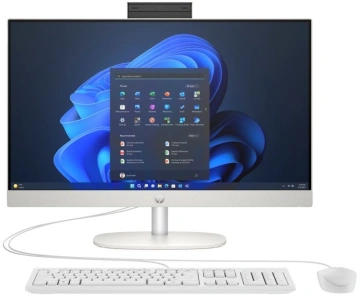 Комп'ютер персональний моноблок HP 240-G10 23.8" FHD IPS AG, Intel U7-155U, 16GB, F512GB, UMA, WiFi, кл+м, 2р, DOS, білий (D1AW7AT)