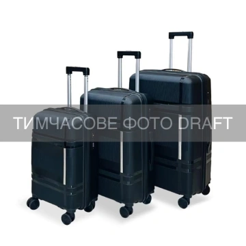 Набір валіз 2E, M6939, поліпропілен, (L+M+S), 4 колеса, кодовий замок, чорний (2E-PP-M6939-SET3-BK)