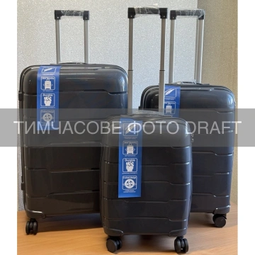 Набір валіз 2E, M6910, поліпропілен, (L+M+S), блискавка anti theft, 4 колеса, кодовий замок, темно-сірий (2E-PP-M6910-SET3-DG)