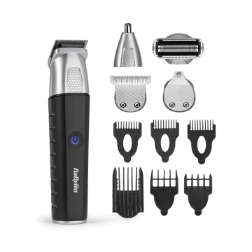 Набір для стрижки Babyliss Lithium Power, для бороди, вусів, голови, носа і тіла, акум., вібраційний мотор, насадок-10, сталь, чорний (MT812E)