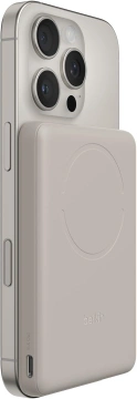 Акумулятор портативний літій-іонний Power Bank Belkin 5000мА·год, 15Вт/Qi2 7.5Вт, Slim Magnetic Ring, пісочний (BPD020HQSA)