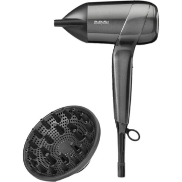 Фен Babyliss Titanium Shine, 1600Вт, 3 режими, іонізація, хол. обдув, 2 насадки, темно-сірий (D6200DE)