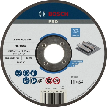 Диск відрізний Bosch Professional для металу 125x2.5x22.23мм (2.608.600.394)