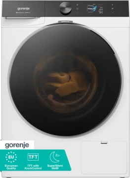 Пральна машина Gorenje фронтальна, 10кг, 1400, A+++, 60см, дисплей, пара, Wi-Fi, інвертор, білий (WG814A5T4)