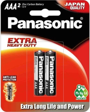 Батарейка Panasonic Extra Heavy Duty вугільно-цинкова AAA(R3) Блістер, 2 шт. (R03PT/2B)