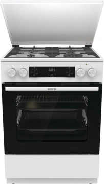 Плита Gorenje комбінована, 71л, 60x60см, дисплей, чавун,з кришкою, програматор IconLed, білий (GKS6C71WA)
