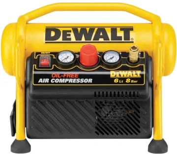 Компресор повітряний DeWalt, безолійний, 1100Вт, 6л, 170л/хв, 8бар, поршневий, 13кг (DPC6MRC)