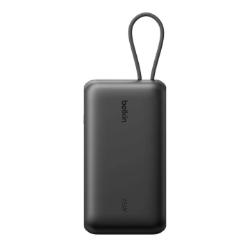Акумулятор портативний літій-іонний Power Bank Belkin 20000мА·год, 45Вт, з інтегрованим кабелем USB-C, чорний (BPB030HQBK)