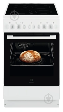 Плита Electrolux електрична склокерамічна, 57л, 50x60см, конвекція, білий (LKR520066W)