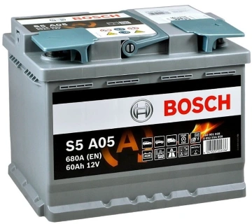 Акумулятор Bosch S5 AGM 12В 60А·год 680А R+ (0 092 S5A 050) (0092S5A050)