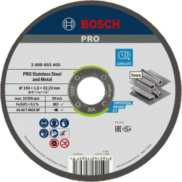 Диск відрізний Bosch Professional для нержавіючої сталі та металу 150x1.6x22.23мм (2.608.603.405)