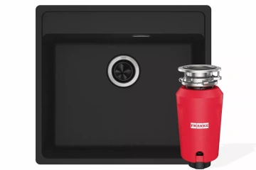 Комплект - мийка MRG 610-52 TL фраграніт, чорний матовий, 114.0668.819 і подрібнювач харч. відходів SLIM 50, 134.0715.098, вкл. Сифон (114.0763.944)