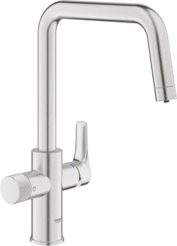 Змішувач кухонний Grohe Blue Pure Eurosmart для звичайної та фільтрованої води, поворотний, вилив 223мм, важіль + обертова рукоятка, суперсталь (30583DC0)