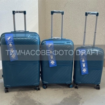 Набір валіз 2E, M6989, поліпропілен, (L+M+S), блискавка anti theft, 4 колеса, кодовий замок, темно-синій (2E-PP-M6989-SET3-DB)