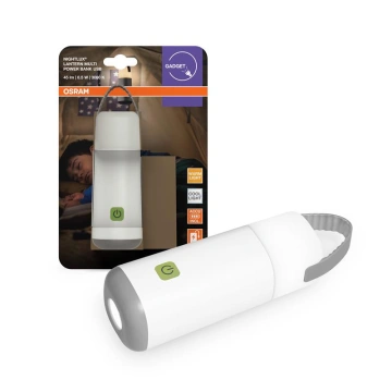 Світильник з акумулятором OSRAM NIGHTLUX LANTERN POWERBANK 0.5 Вт 3000/4000K 25Лм 1000мА•год ліхтарик зарядка USB-A > microUSB білий (4099854530913)