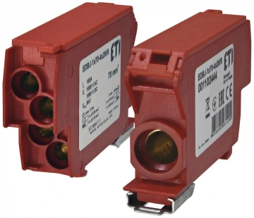 Блок розподільчий EDBJ-1x70-4x25/R (192A, 1000V AC/1500V DC, IN: 1x70, OUT: 4x25, червоний) (1102444)