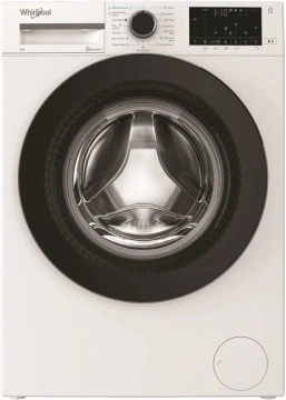Пральна машина Whirlpool фронтальна, 8кг, 1400, А, 55см, дисплей, пара, інвертор, люк чорний, білий (WAM87WBEE)