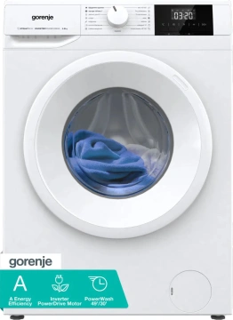 Пральна машина Gorenje фронтальна, 6кг, 1000, A++, 42см, дисплей, пар, інвертор, білий (WNGPI61SAS)